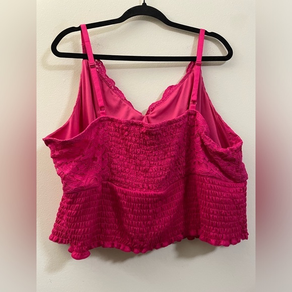 Torrid Lace Smocked Crop Top in Hot Magenta - 4X - Picture 5 of 8